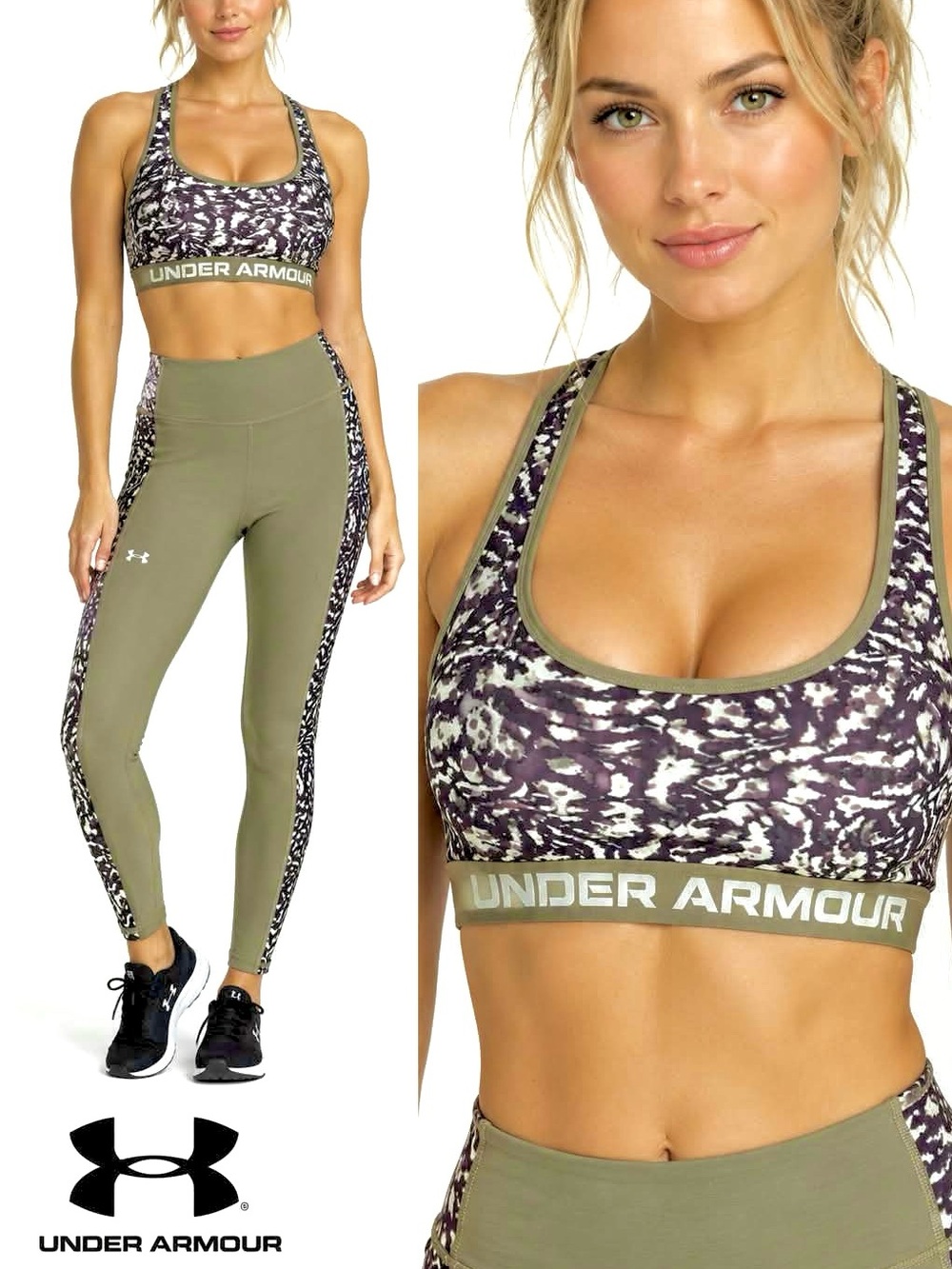 Under Armour Crossback Olive Green & Black Camo Sports Bra